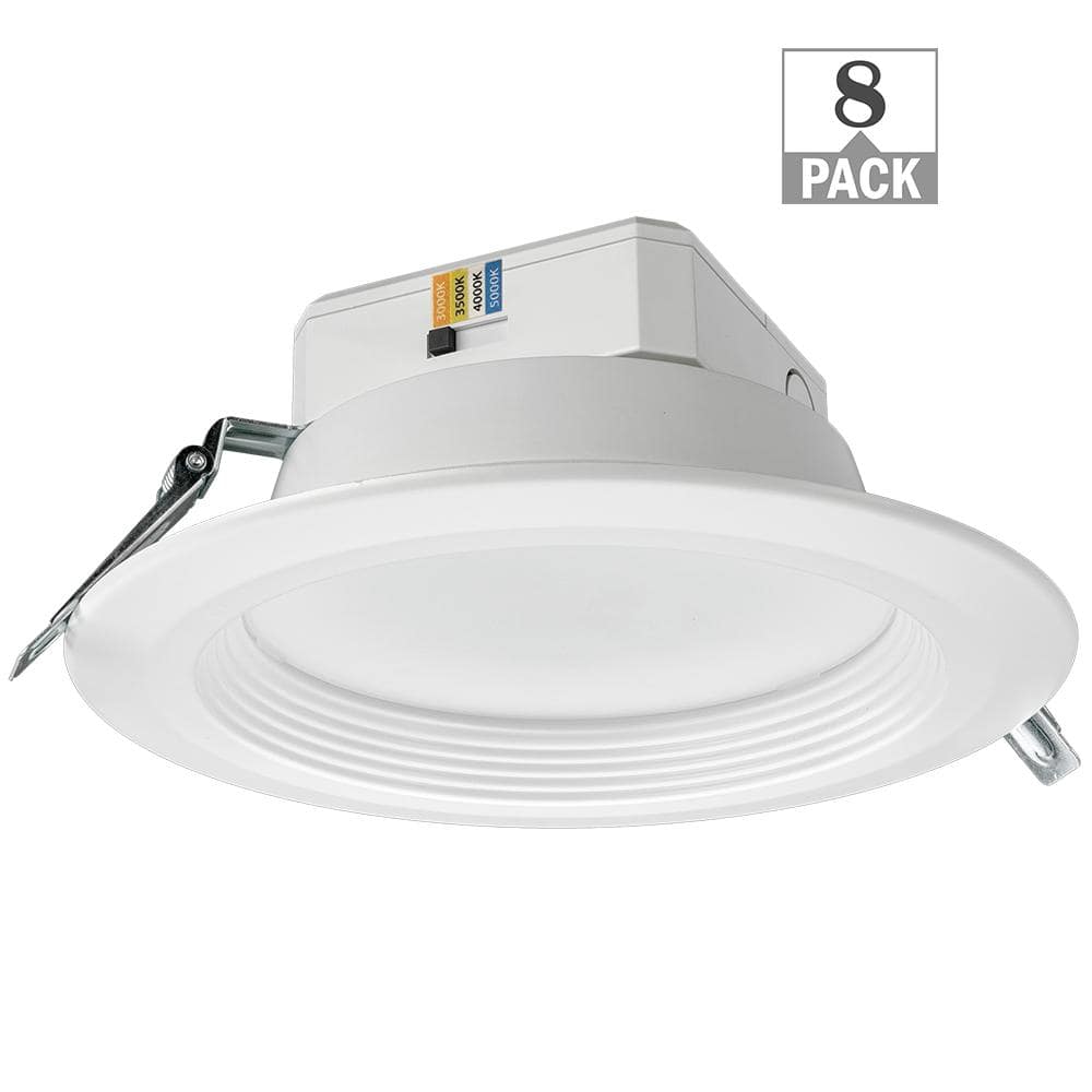 8 in. Canless White Adjustable CCT 3000 Lumens New Construction Remodel Integrated LED Recessed Light Trim (8-Pack) price history on PriceWatchPro