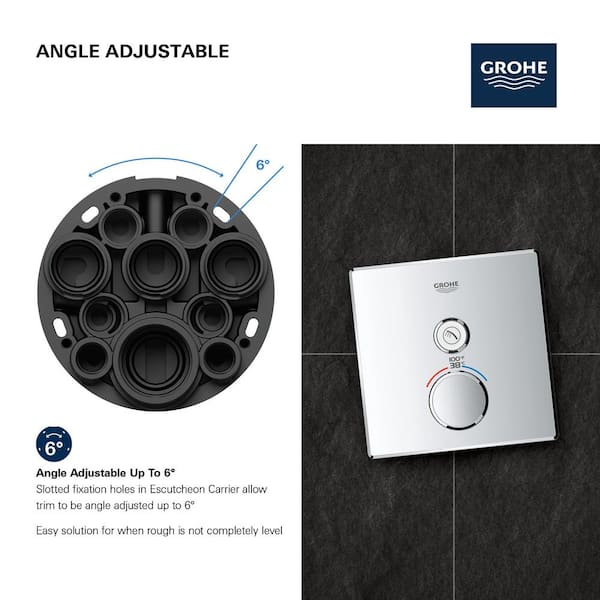 GROHE Grohtherm SmartControl- Set de ducha termostático (ducha mural  cuadrada 31cm con 2 chorros, termostato empotrado, teleducha stick con  soporte y flexo), listo para instalar, cromo, 34706000 : :  Bricolaje y herramientas