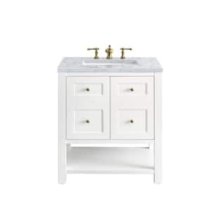 Breckenridge 30.0 in. W x 23.5 in. D x 34.2 in. H Bathroom Vanity in Bright White with Carrara Marble Marble Top