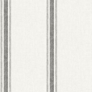 Linette Black Fabric Stripe Matte Pre-pasted Paper Wallpaper