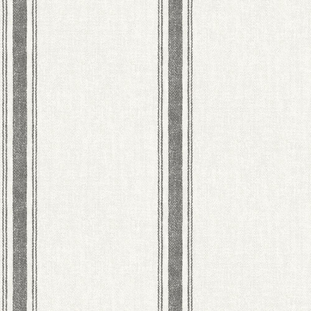 Chesapeake White Linette Black Fabric Stripe Wallpaper Sample 4072-70066SAM  - The Home Depot