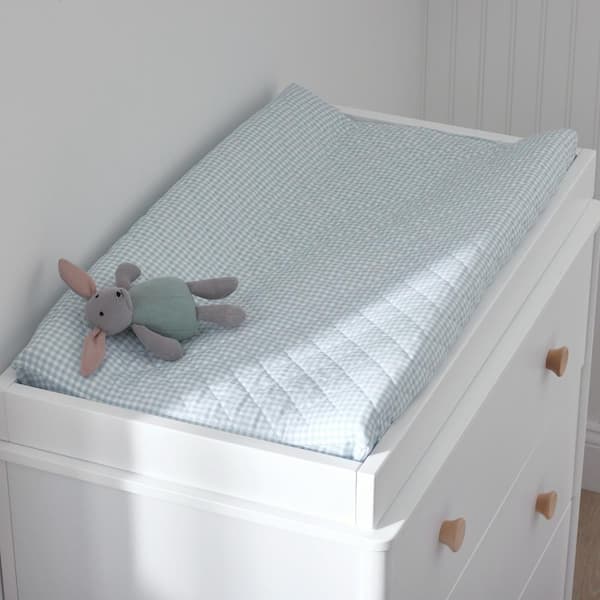 Company Kids Ditsy Gingham Quilted Organic Cotton Percale Bedroom Linen Changing Pad Cover