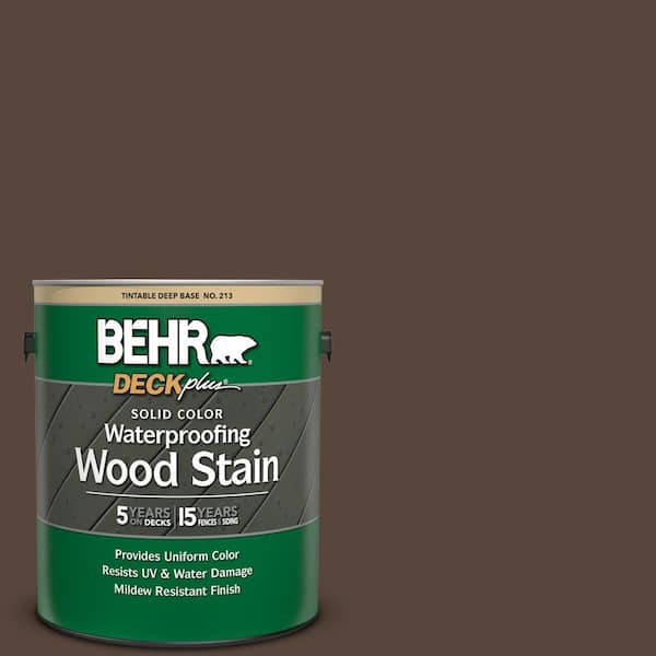 BEHR DECKplus 1 gal. #SC-105 Padre Brown Solid Color Waterproofing Exterior Wood Stain