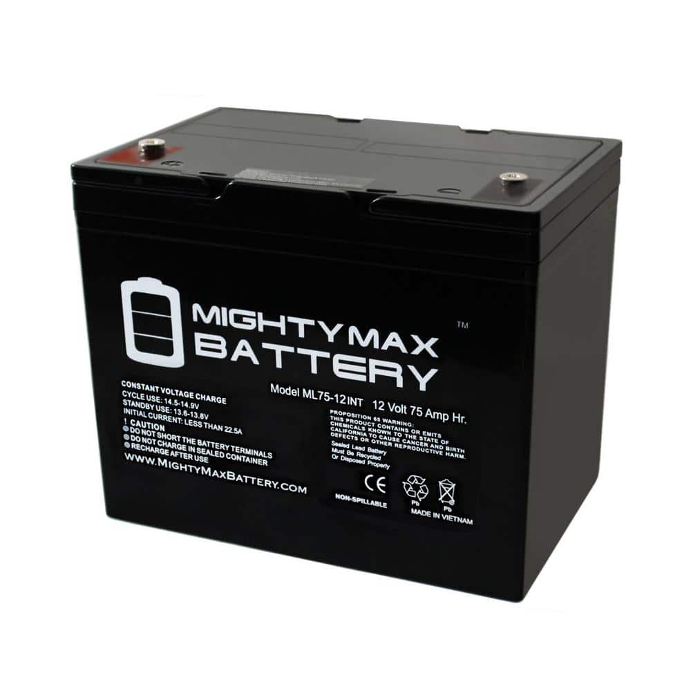 MIGHTY MAX BATTERY 12V 75Ah Internal Thread Replacement Battery