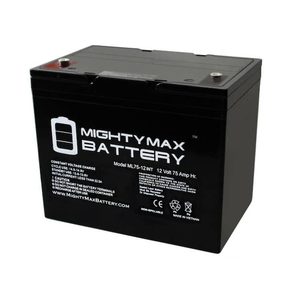 MIGHTY MAX BATTERY 12V 75Ah Internal Thread Replacement Battery Compatible with The Basement WatchDog Model BW-27AGM