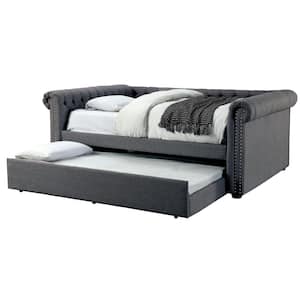 Tressa Nail-head Trim Gray Twin Day Bed with Trundle