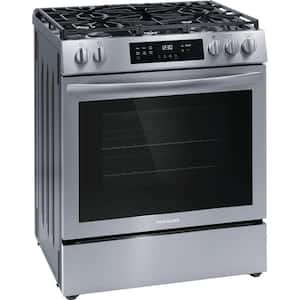 30 in. 5 Burners Slide-In Front Control Self-Cleaning Gas Range with Convection in Stainless Steel