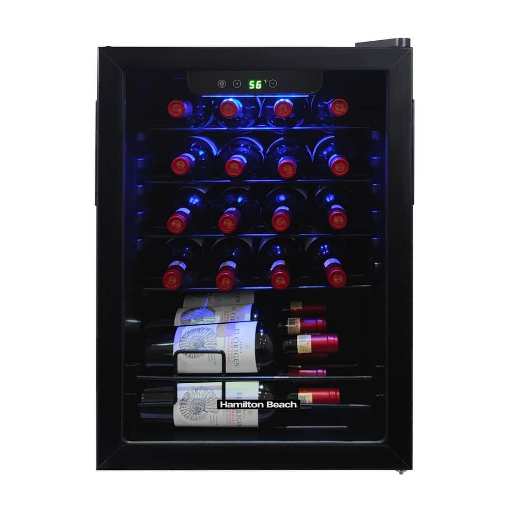 Hamilton Beach 17.5 in. 22 Bottle Single zone 22-Bottle Beverage and Wine Cooler in Stainless Steel HBWF2500-6COM