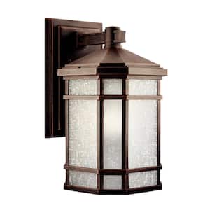Cameron 14.25 in. 1-Light Prairie Rock Outdoor Hardwired Wall Lantern Sconce with No Bulbs Included (1-Pack)