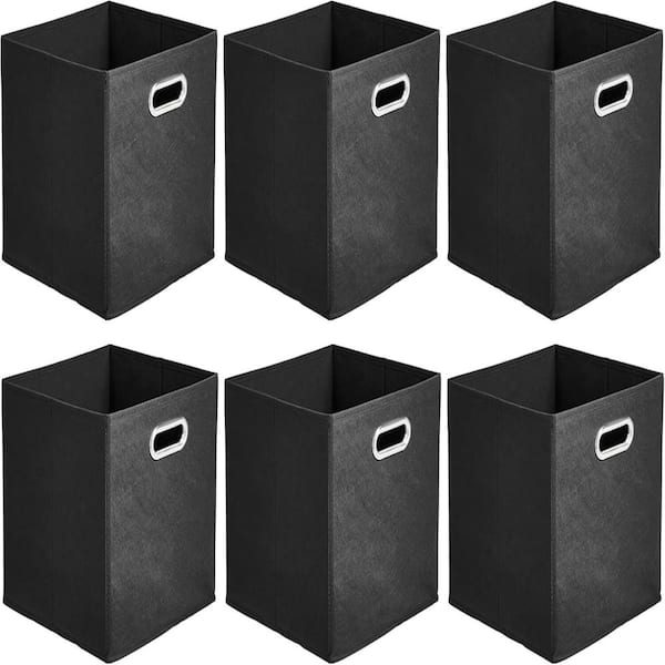 11 in. H x 10.5 in. W x 10.5 in. D Black Fabric Collapsible Cube Storage Bin, Pack of 6