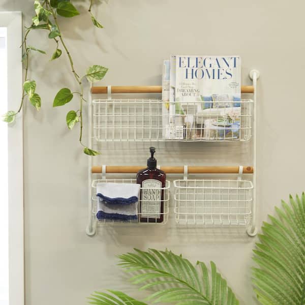 White Wall Mounted Magazine Rack Holder