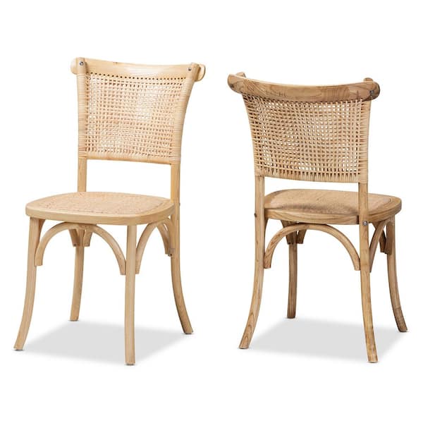 Baxton Studio Fields Beige and Natural Dining Chair (Set of 2)