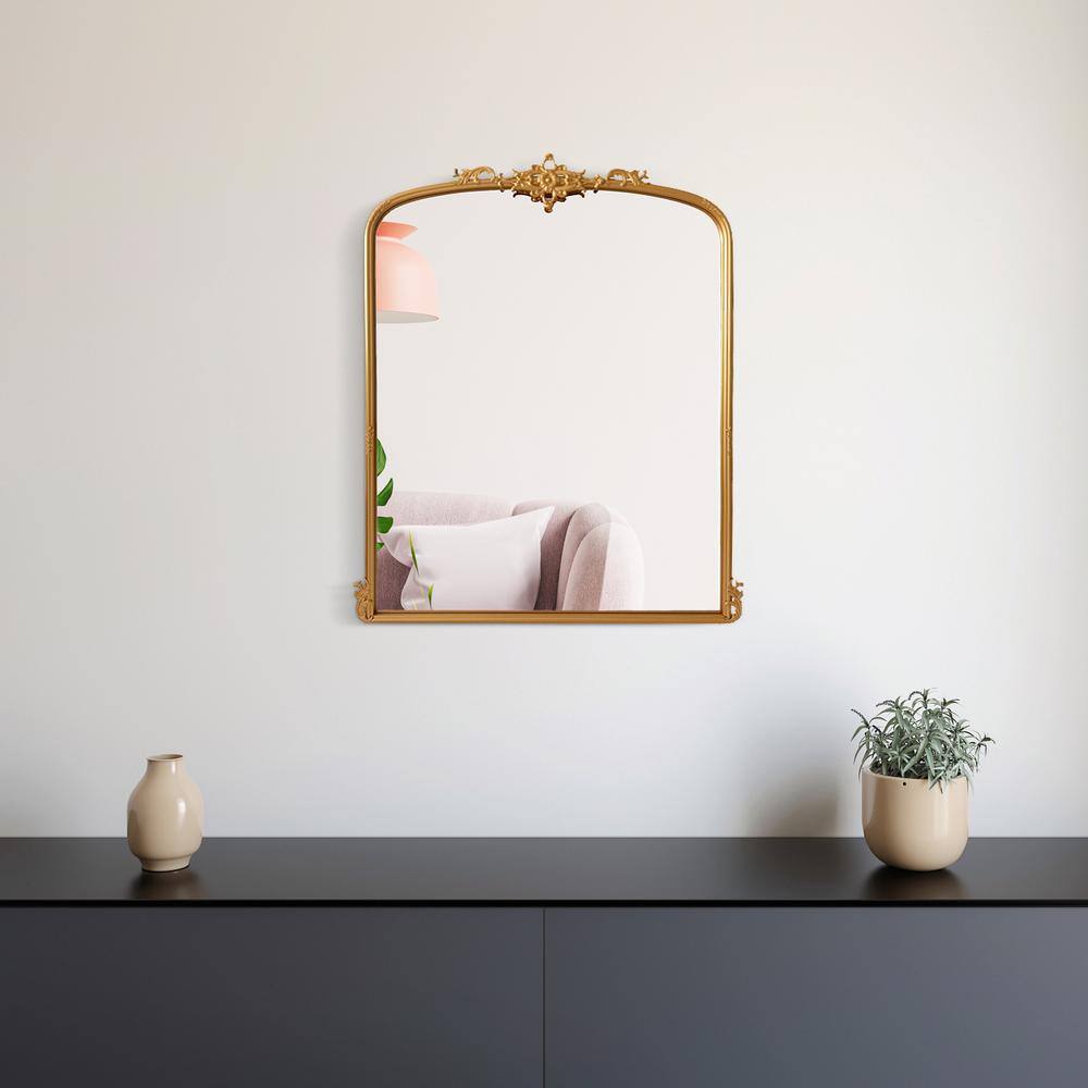 Gold Rectangular Vertical Wall Mounted Metal Mirror