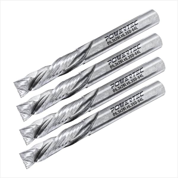 1/4 in. x 1/4 in. Shank Up/Down Cut Compression Carbide Spiral Router Bit (4-Pack)
