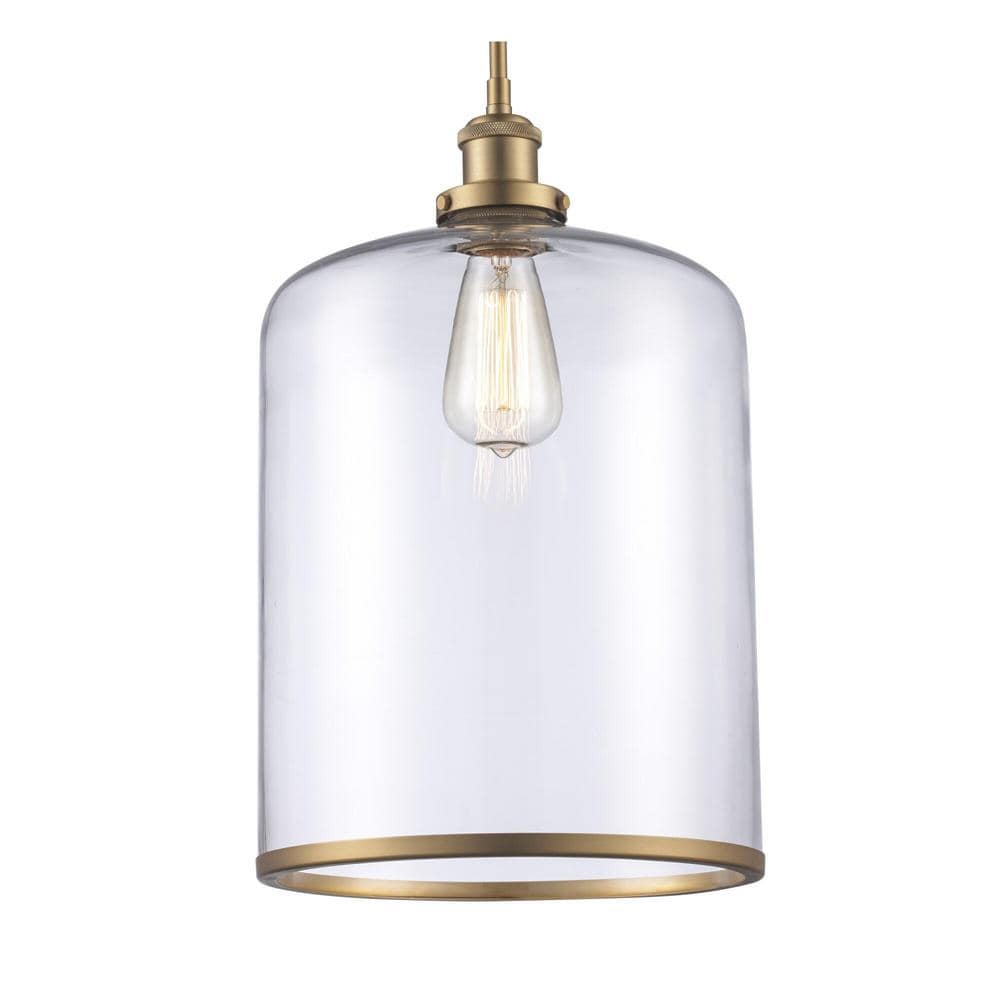 Antique Gold Glass Jar Pendant Light with LED