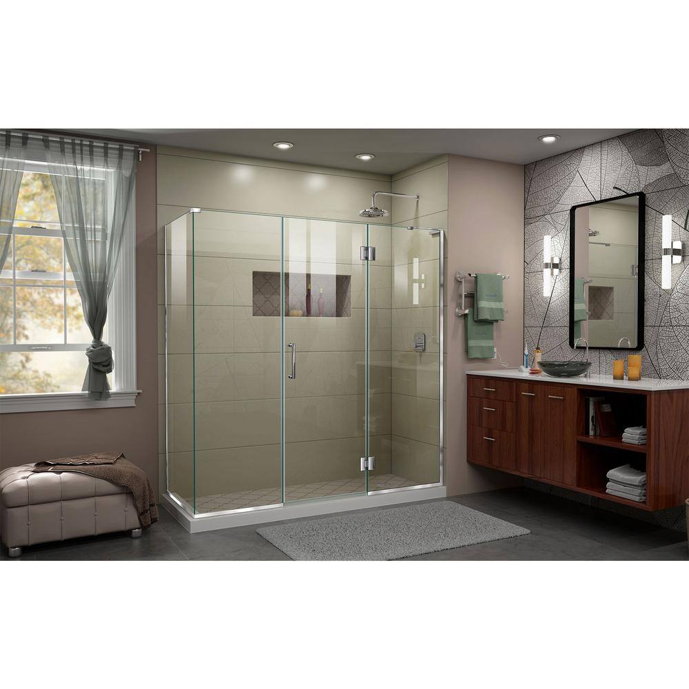 Unidoor-X 69.5" Clear Glass Frameless Hinged Shower Enclosure