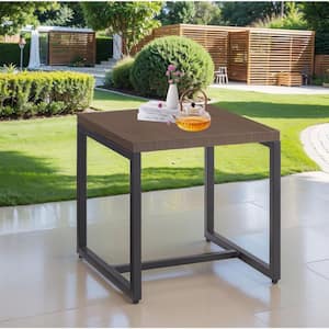 Valenta Brown Square Metal Outdoor Side Table