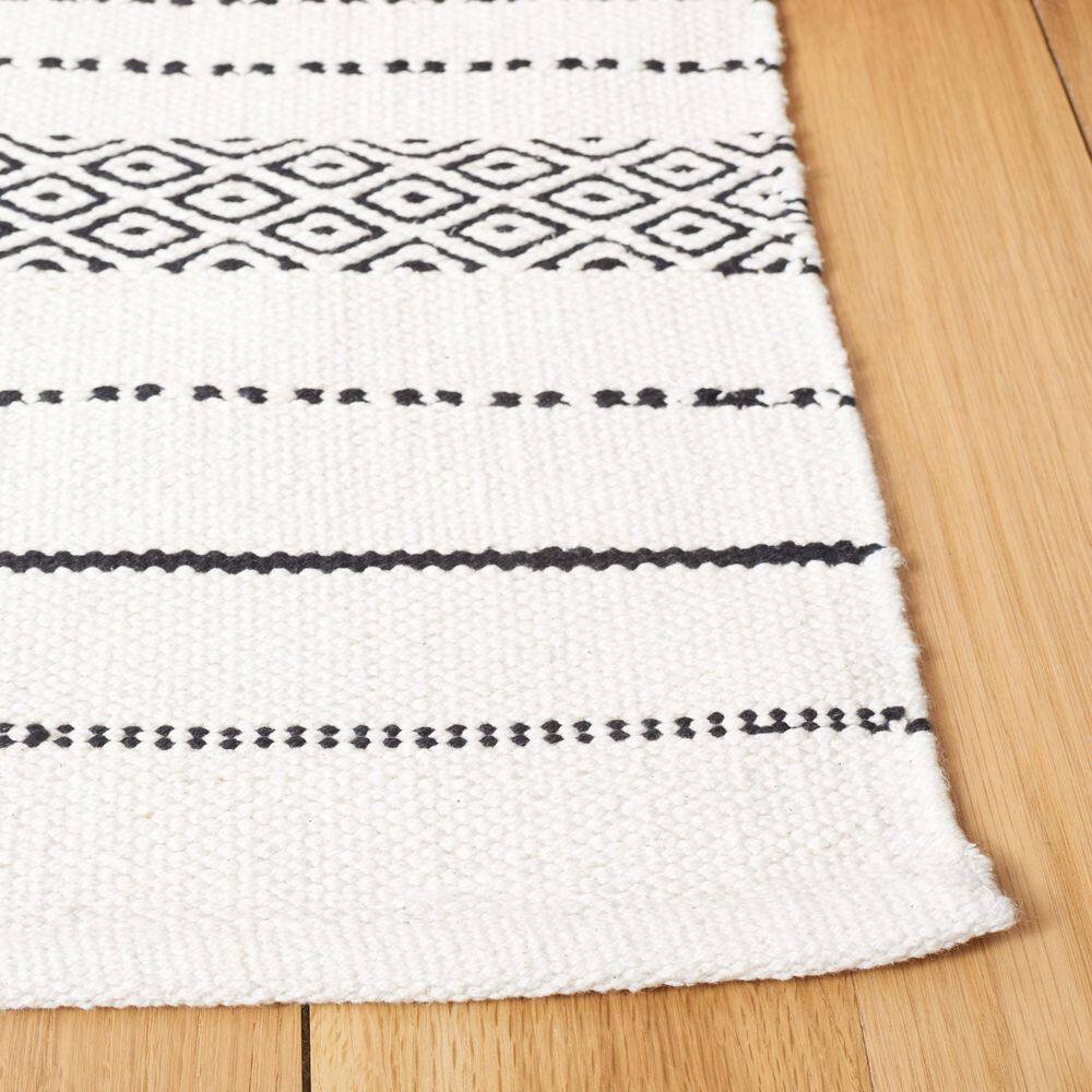 Ivory Flat Woven Handmade Wool Kilim Runner Rug