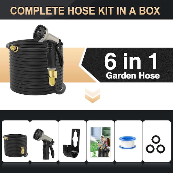 ITOPFOX 3/4 in. Dia x 50 ft. Heavy-Duty Flexible Garden Hose with Swivel  Metal Fittings, Leak-Proof and Kink-Free Hose HDSA01-1OT157 - The Home Depot