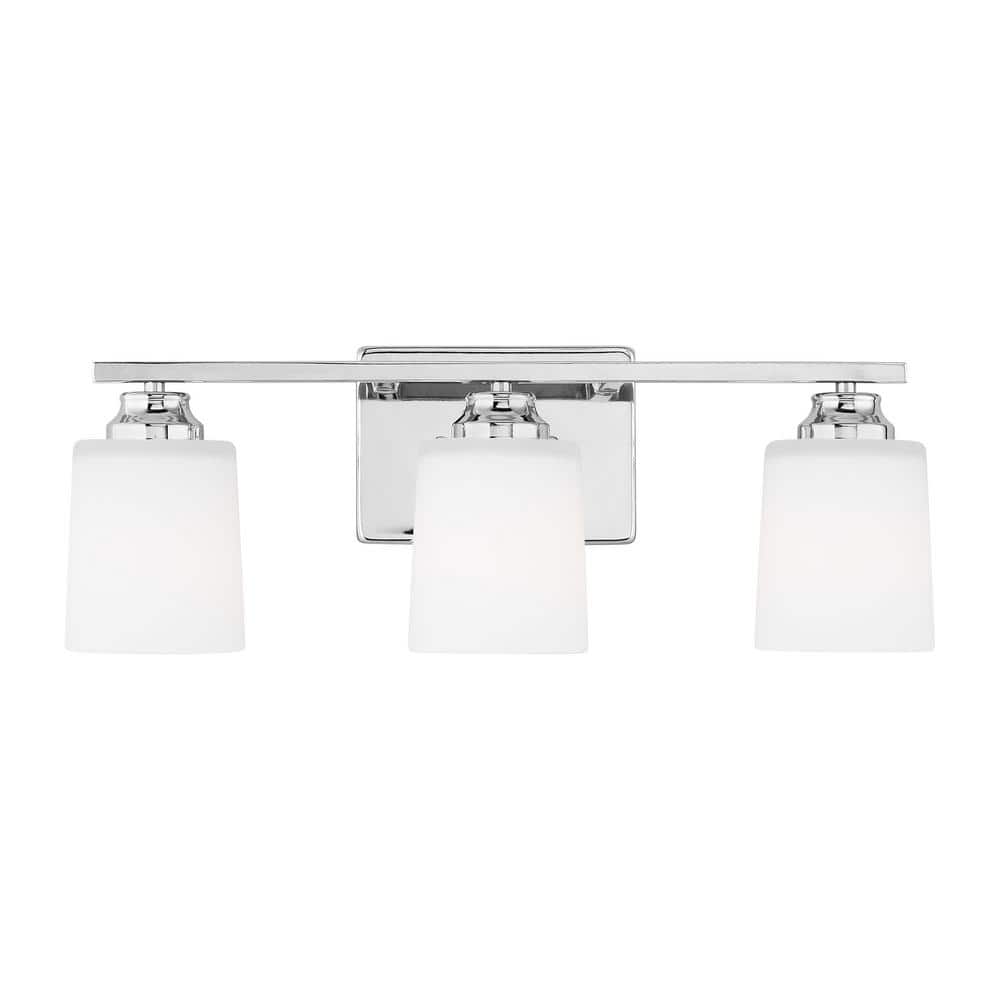 Vinton 21" Chrome Bathroom Vanity Light with Etched Glass Shades