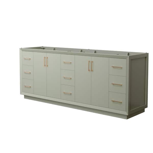 Wyndham Collection Strada 83.25 in. W x 21.75 in. D x 34.25 in. H Double Bath Vanity Cabinet without Top in Light Green