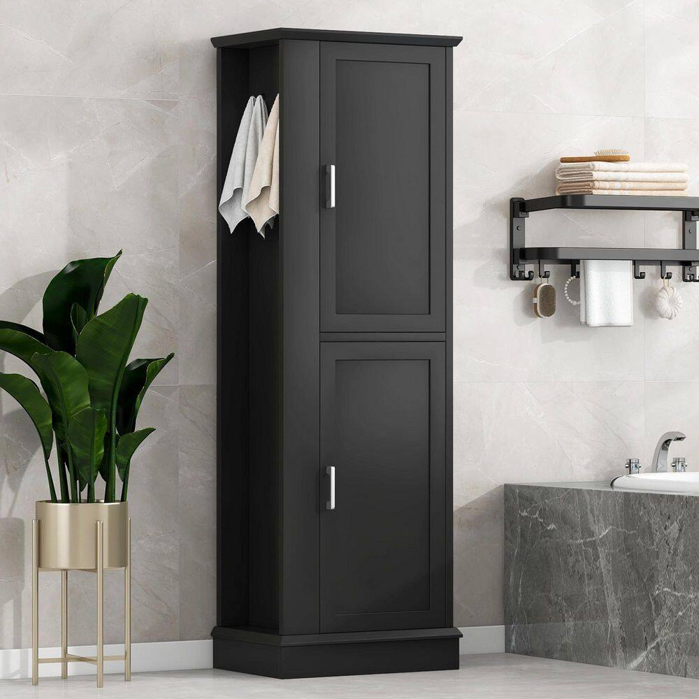 ZXDDMS 21 in. W x 14 in. D x 68 in. H Black Linen Cabinet Tall