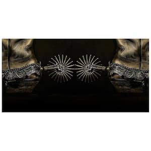 24 in. x 48 in. "Silver Spur Spiral" Unframed Floating Tempered Glass Panel Abstract Art Print Wall Art