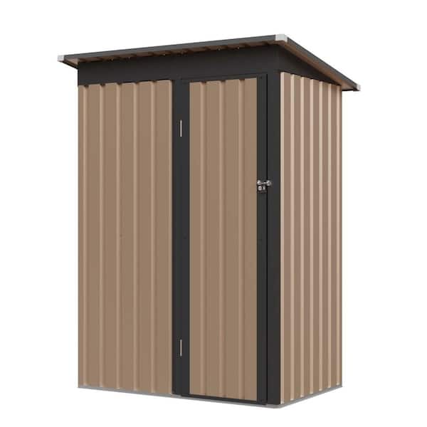 Black 4.27 x 2.42 ft. Metal Garden Shed with Pent Roof, Hinge Door (11.2 sq. ft. )