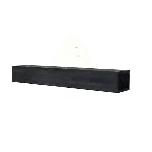 72 in. W x 9 in. D x 6 in. H Black Solid Wood Fireplace Mantel Wall-Mounted Mantle Shelves Floating Shelf for Home Decor