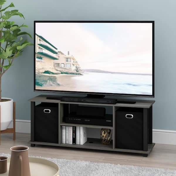 Furinno Econ French Oak TV Stand Fits TV's up to 43 in. with Storage Bin