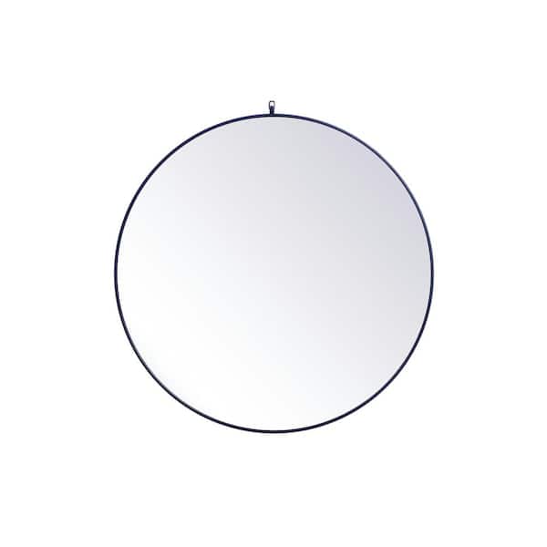 Unbranded Large Round Blue Modern Mirror (45 in. H x 45 in. W)