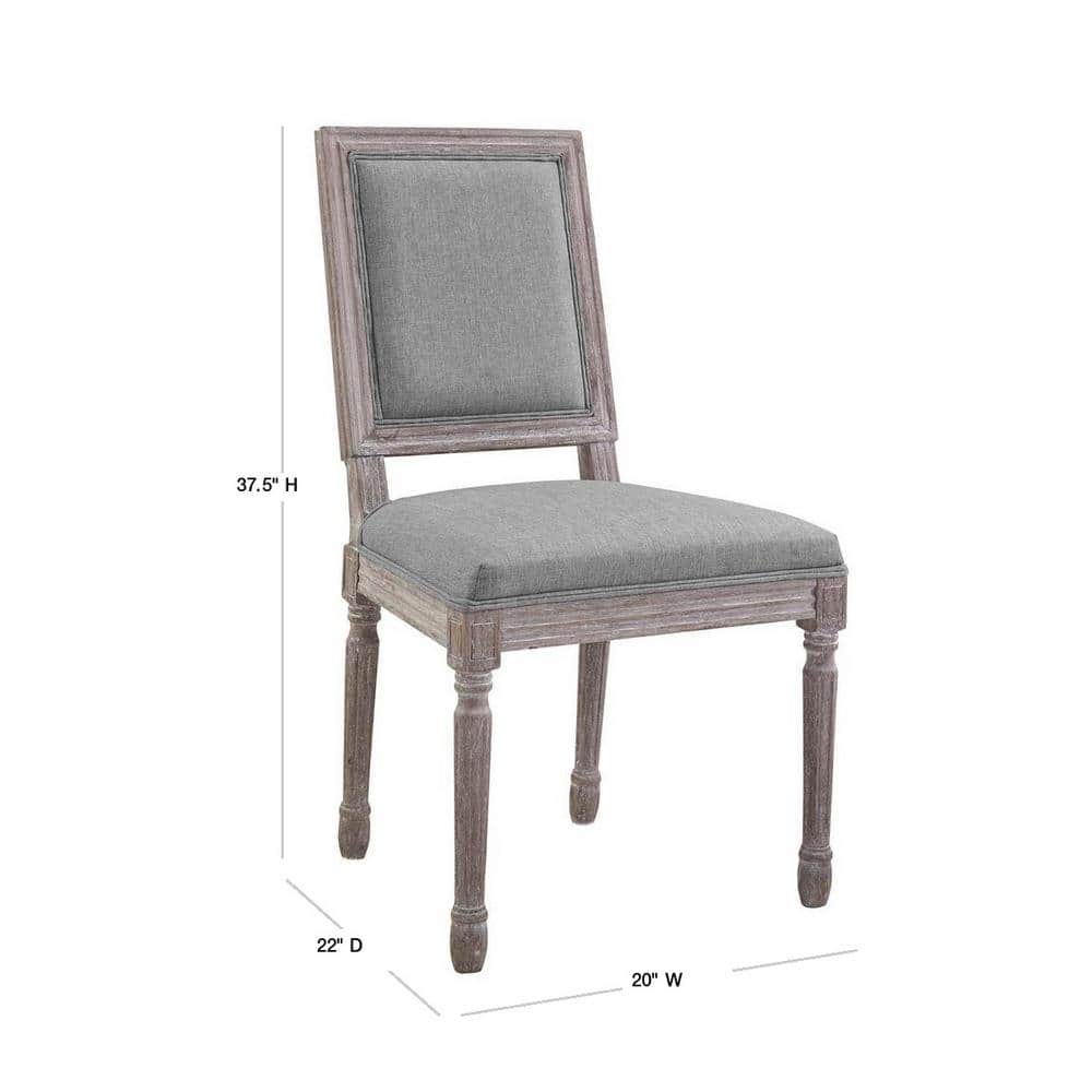 Vintage French Fluted Wood & Fabric High Side Chair in Light Gray
