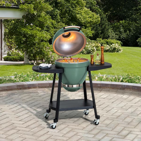 Sunjoy Portable 20 in. Outdoor Charcoal Egg Grill Green Kamado