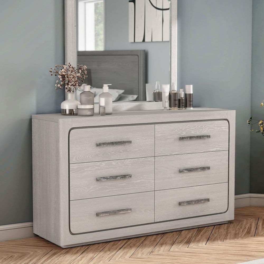 Furniture of America Rally White Oak Rubberwood 6 -Drawer 62-in W Standard Dresser one_size | IDF-70100AK-D Furniture of America Rally White Oak Rubberwood 6 -Drawer 62-in W Standard Dresser one_size | IDF-70100AK-D