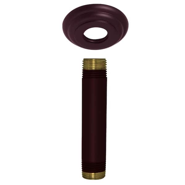 Westbrass 1/2 in. IPS x 4 in. Round Ceiling Mount Shower Arm with Flange, Oil Rubbed Bronze