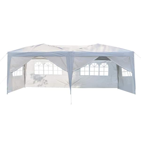 12 ft. x 20 ft. 4 Windows Practical Waterproof Folding Tent White