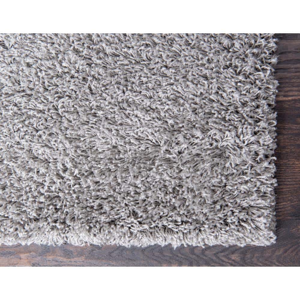 Cloud Gray High Pile Shag Rectangular Area Rug