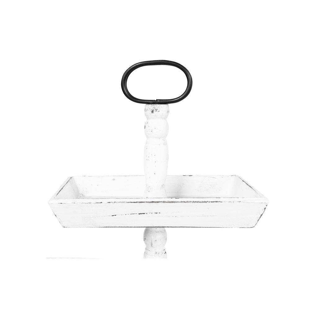 White Rectangular Wood 3-Tier Decorative Tray