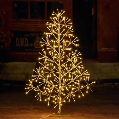 Gold Pre Lit Christmas Trees Artificial Christmas Trees The Home Depot