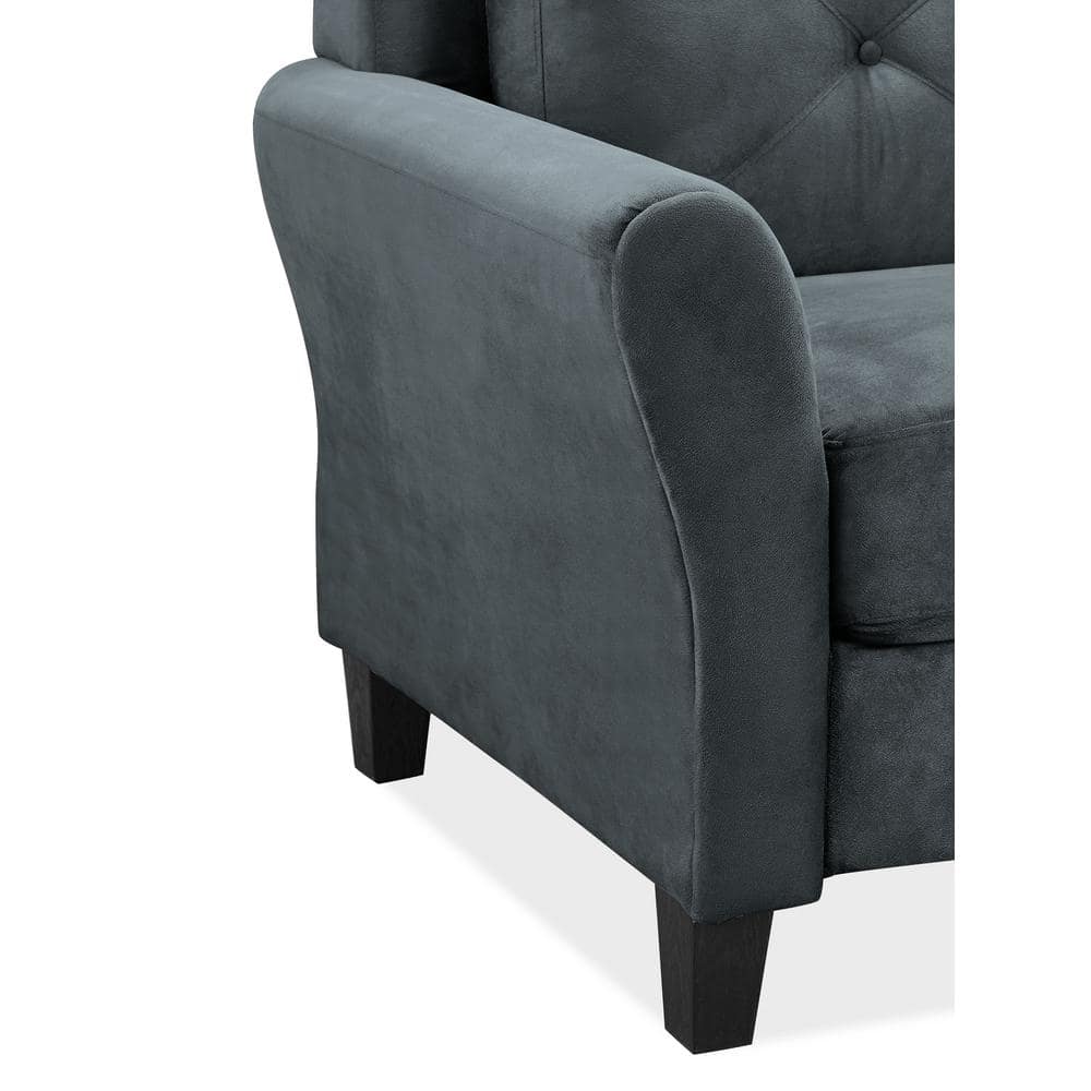 Harvard Dark Gray Microfiber Accent Chair with Wood Frame