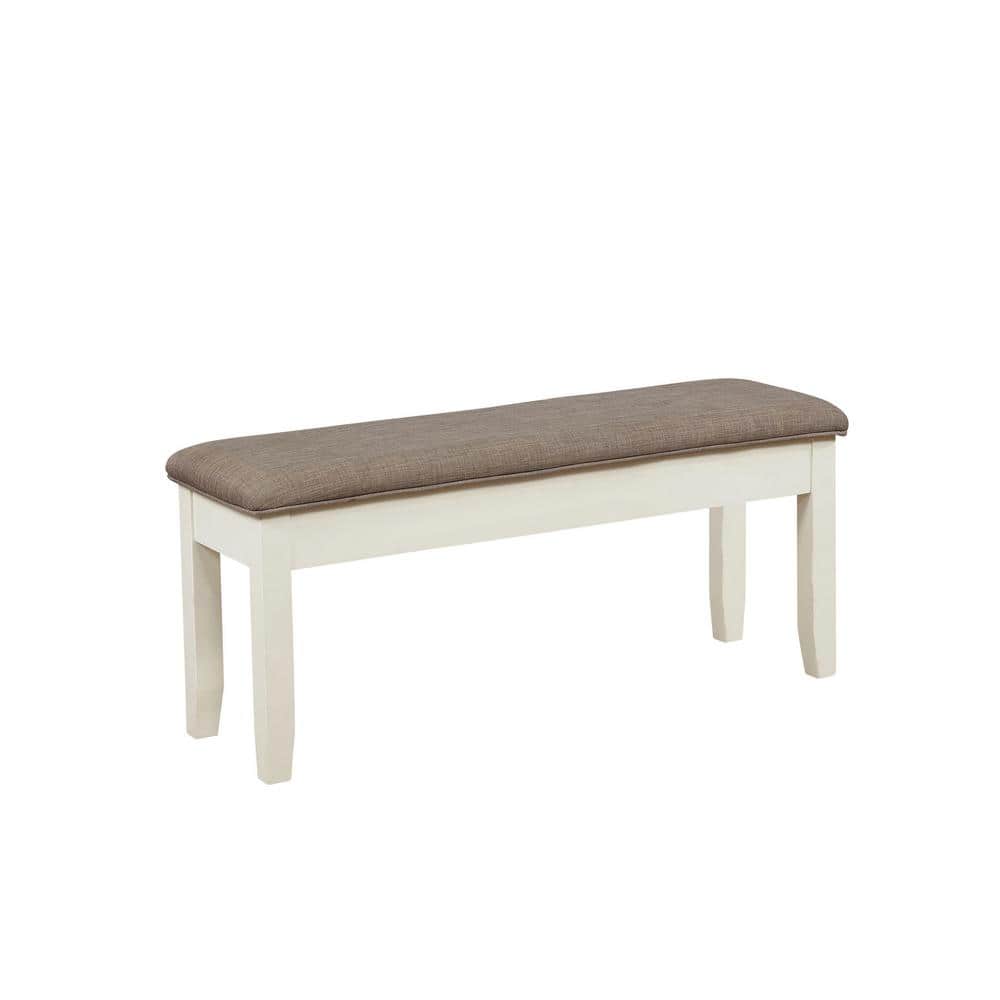 Rustic Taupe and Vanilla White 6-Piece Dining Set with Storage Bench