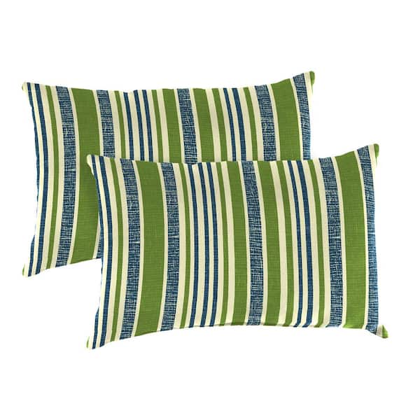 Jordan Manufacturing 12 in. L x 18 in. W x 4 in. T Rectangular Outdoor Lumbar Pillow in Mateo Asparagus (2-Pack)