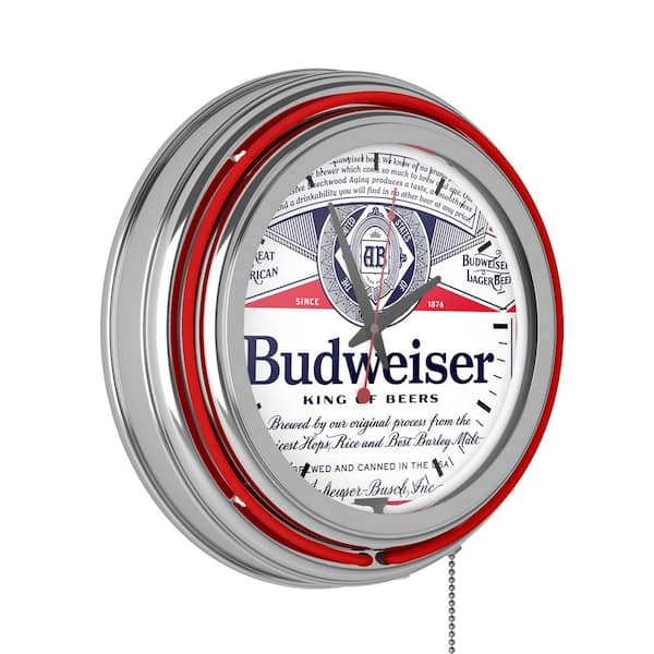Unbranded Budweiser Red Label Design Lighted Analog Neon Clock