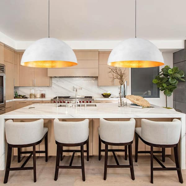 PCover 1-Light 31.5 in Dia White Industrial Oversized Large Metal Dome Pendant