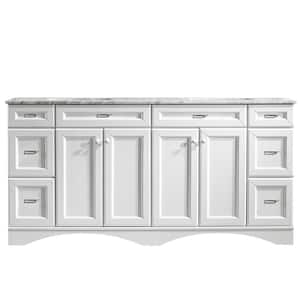Naples 72 in. W x 22 in. D x 35 in. H Vanity in White with Marble Vanity Top in White with Basin