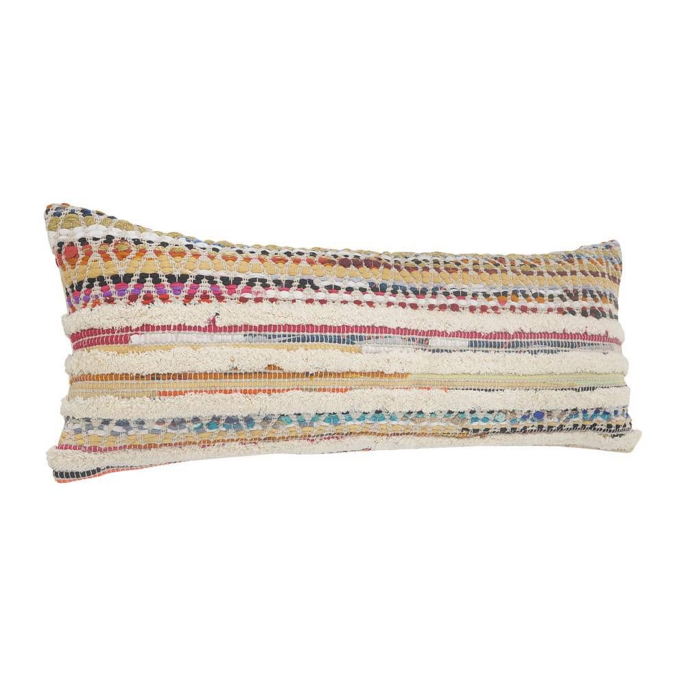 White Chevron Striped Rectangular Throw Pillow, 14" x 36"