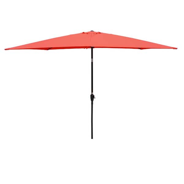 ToolCat 6 ft. x 9 ft. Patio Market Umbrella Outdoor Waterproof Umbrella with Crank and Push Button Tilt in Brick Red