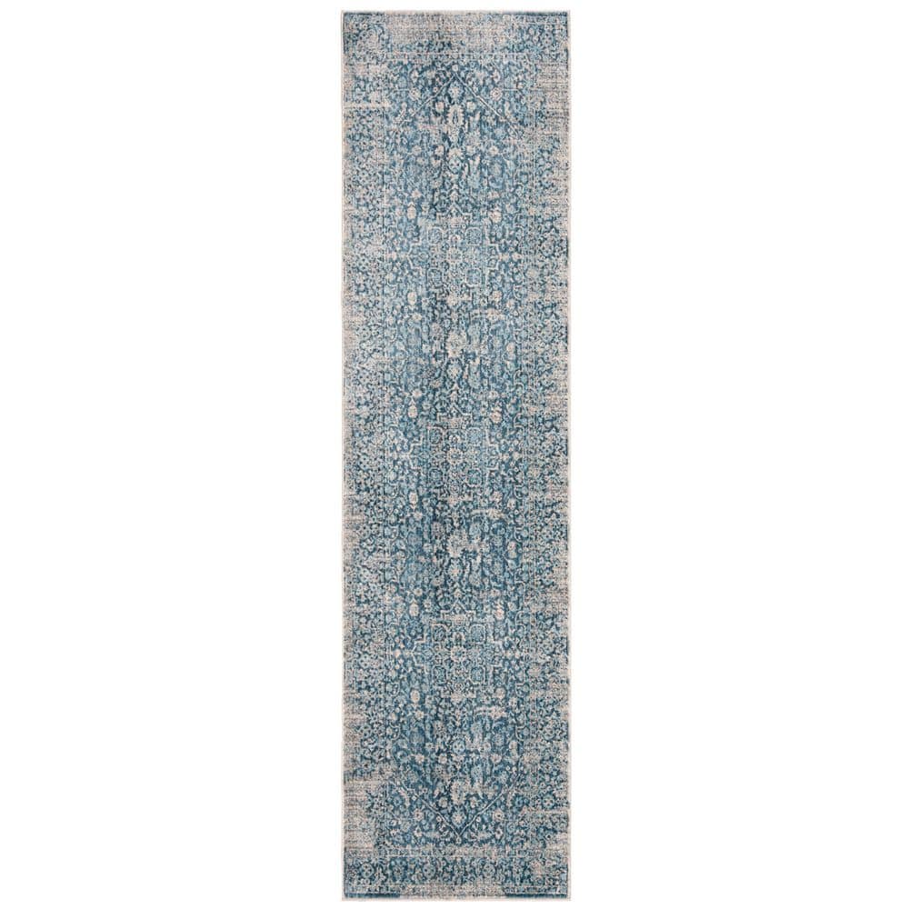 SAFAVIEH Vintage Persian 2 ft. x 5 ft. Blue/Ivory Distressed Ornate ...