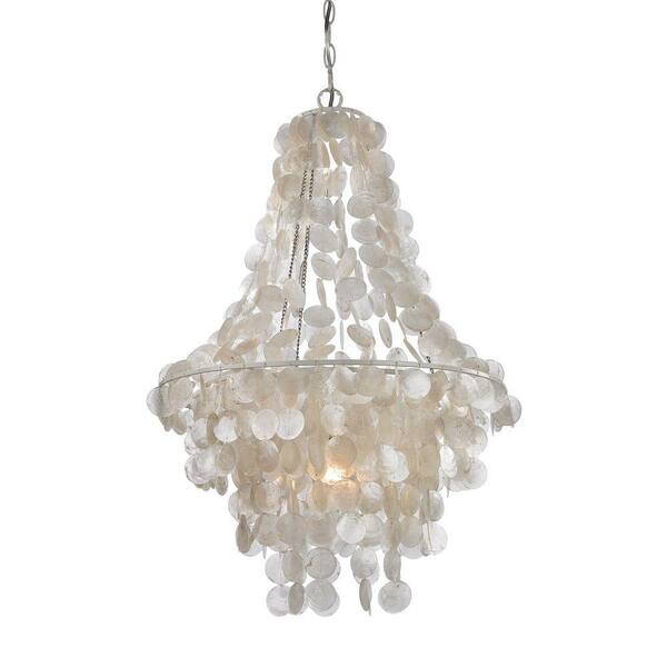 Titan Lighting 1-Light Mother of Pearl Shell White Mini Pendant