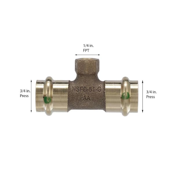 ProPress 3/4 in. Press x 3/4 in. Press x 1/4 in. FPT Zero-Lead Bronze Tee (5-Pack)